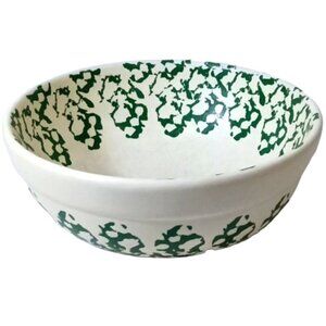Green & White Country Kitchen 11" Large Mixing Bowl, Unbranded, Spongeware??